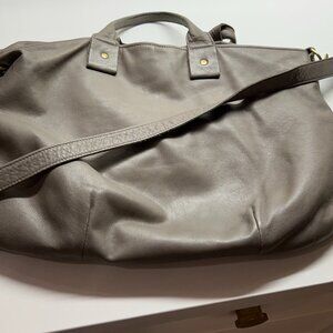 Grey Leather Clare V Shoulder Bag